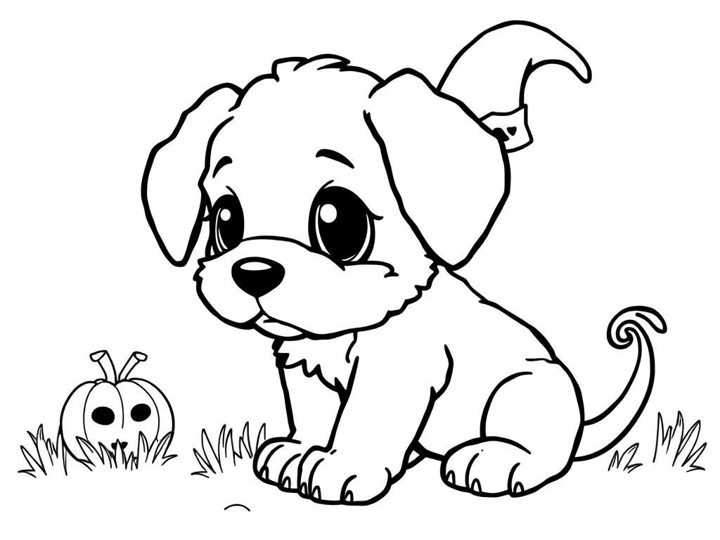 Halloween Puppy Coloring Page
