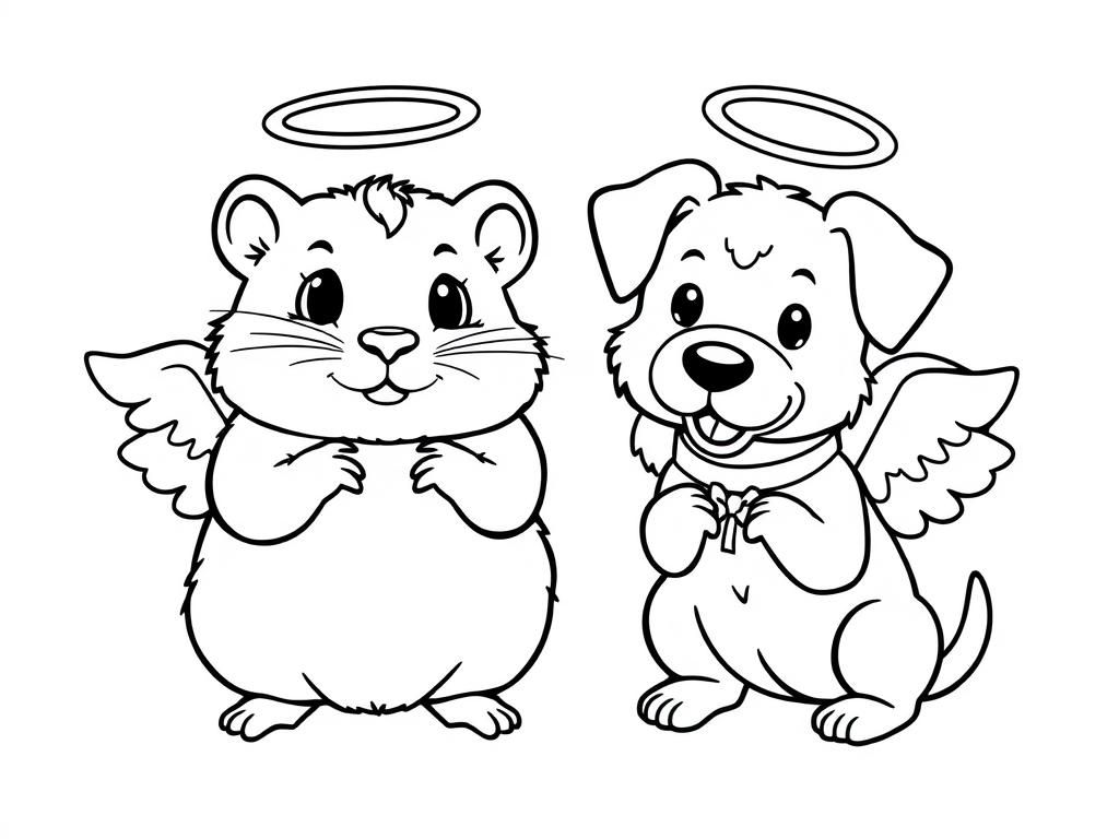 Cute Pets Coloring Page
