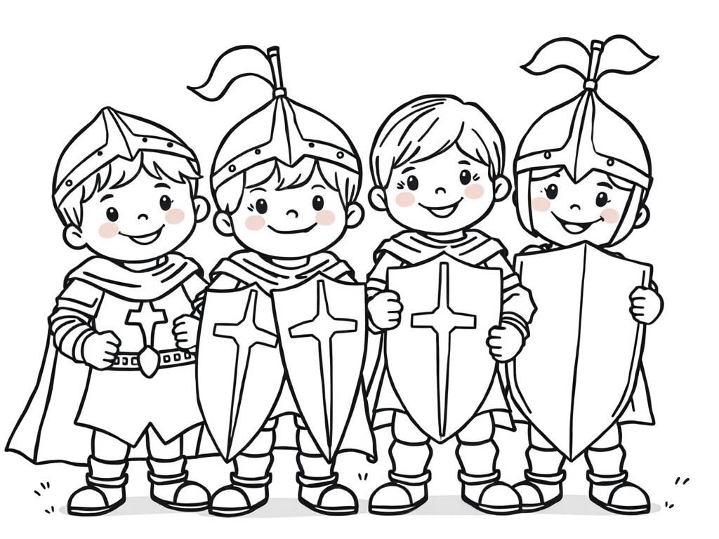 Preview of Happy children dressed as knights on the playground