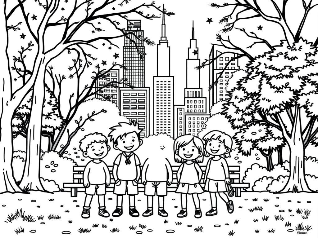 Preview of happy kids in a park in new york