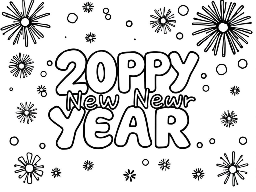 Happy New Year Coloring Page