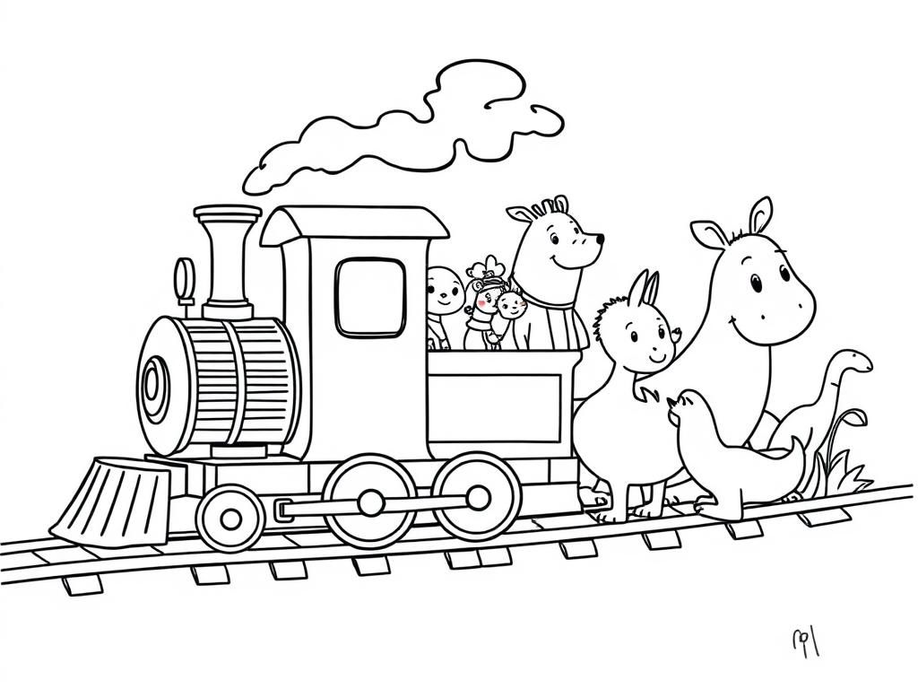 Dinosaurs Train Ride Coloring Page