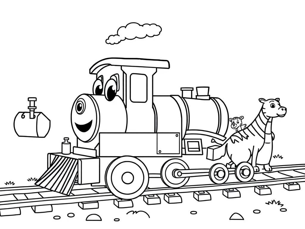 Smiling Train Coloring Page