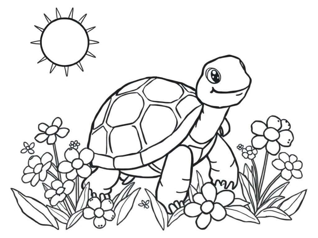 Turtle Garden Coloring Page