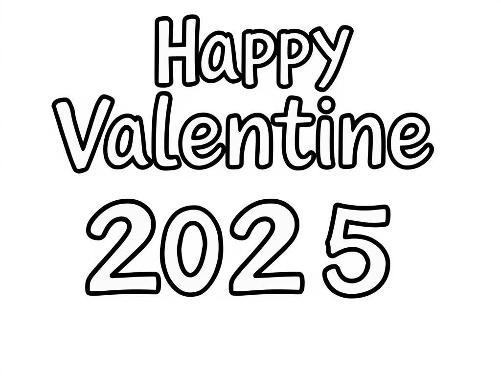 Happy Valentine 2025 in letters - Valentines Day Coloring Page