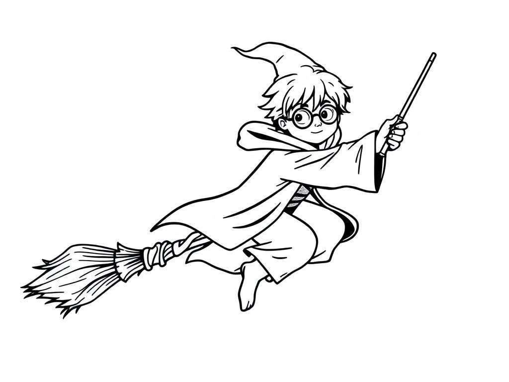 Harry Potter Flying Coloring Page