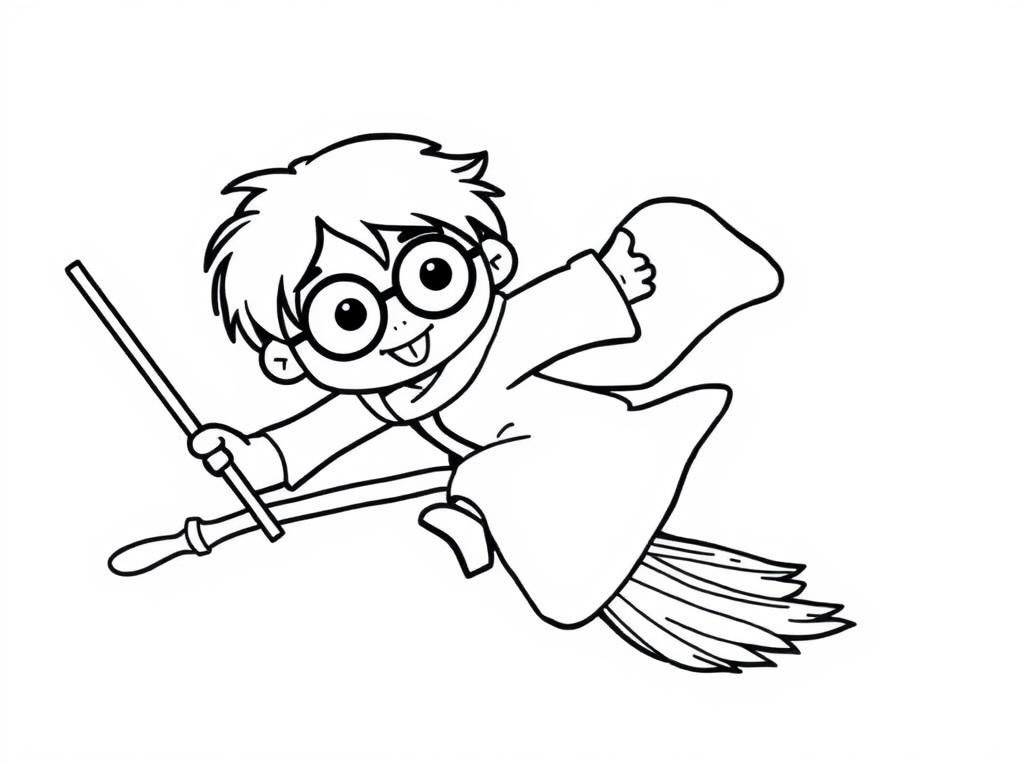 Harry Potter Flying Coloring Page