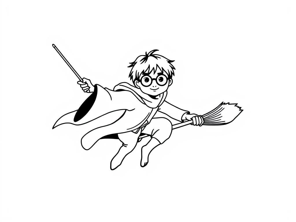 Harry Potter Flying Coloring Page
