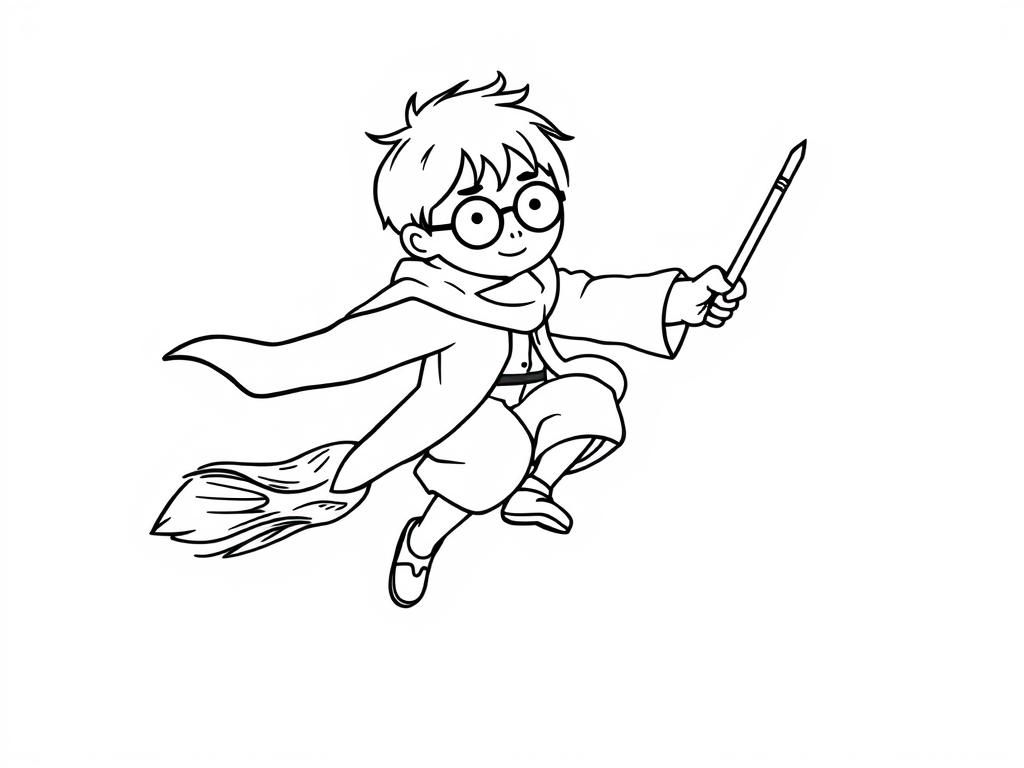 Harry Potter Flying Coloring Page