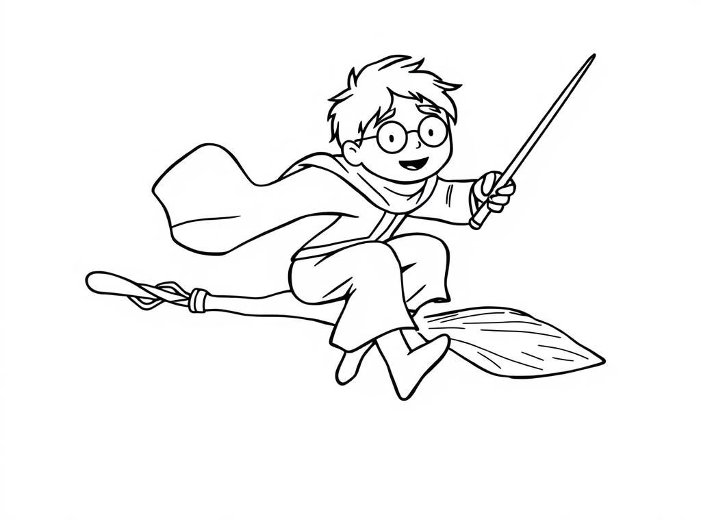 Harry Potter Flying Coloring Page