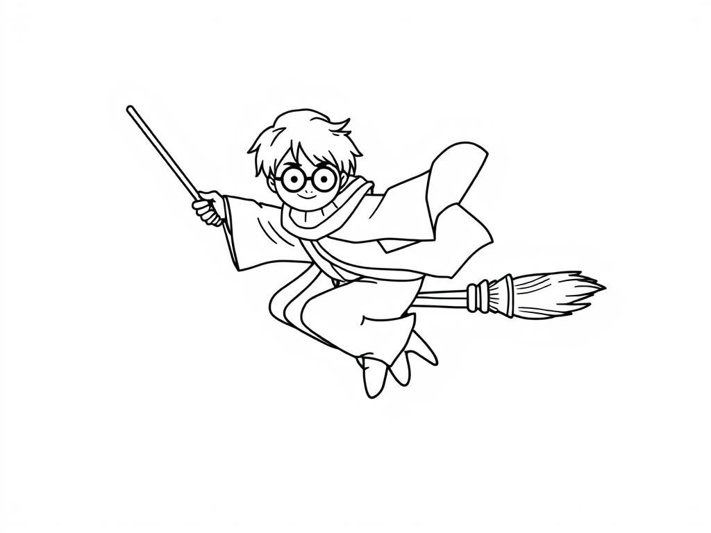 Harry Potter Flying Coloring Page