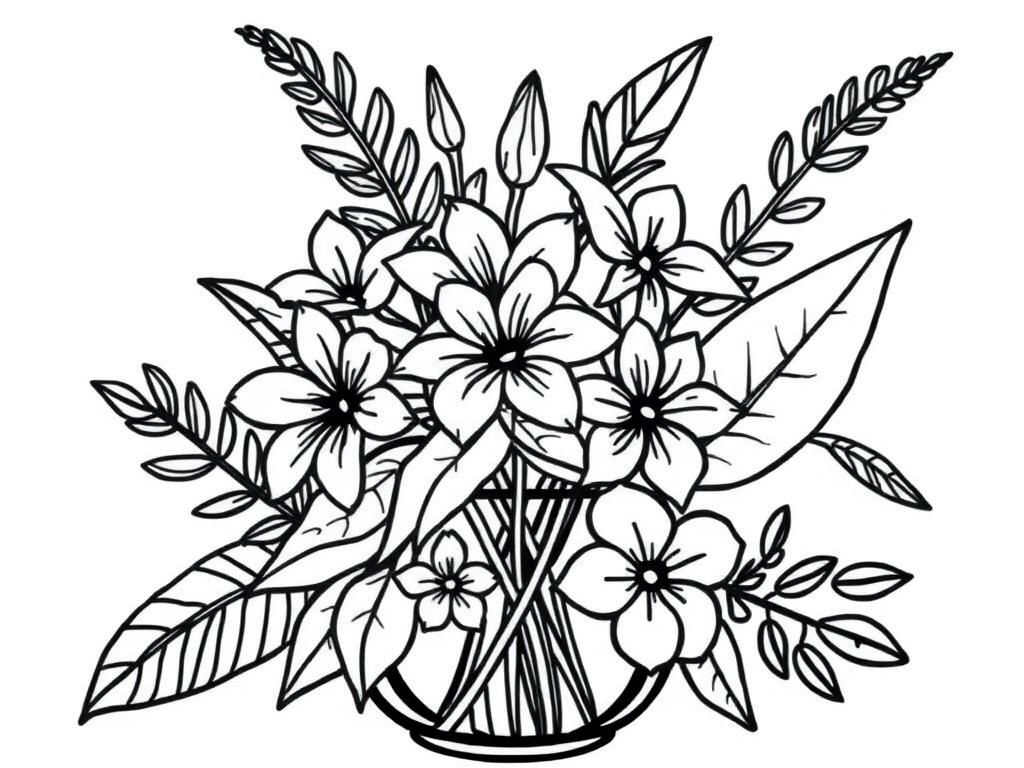 Preview of hawaiian flowers with plants in vase