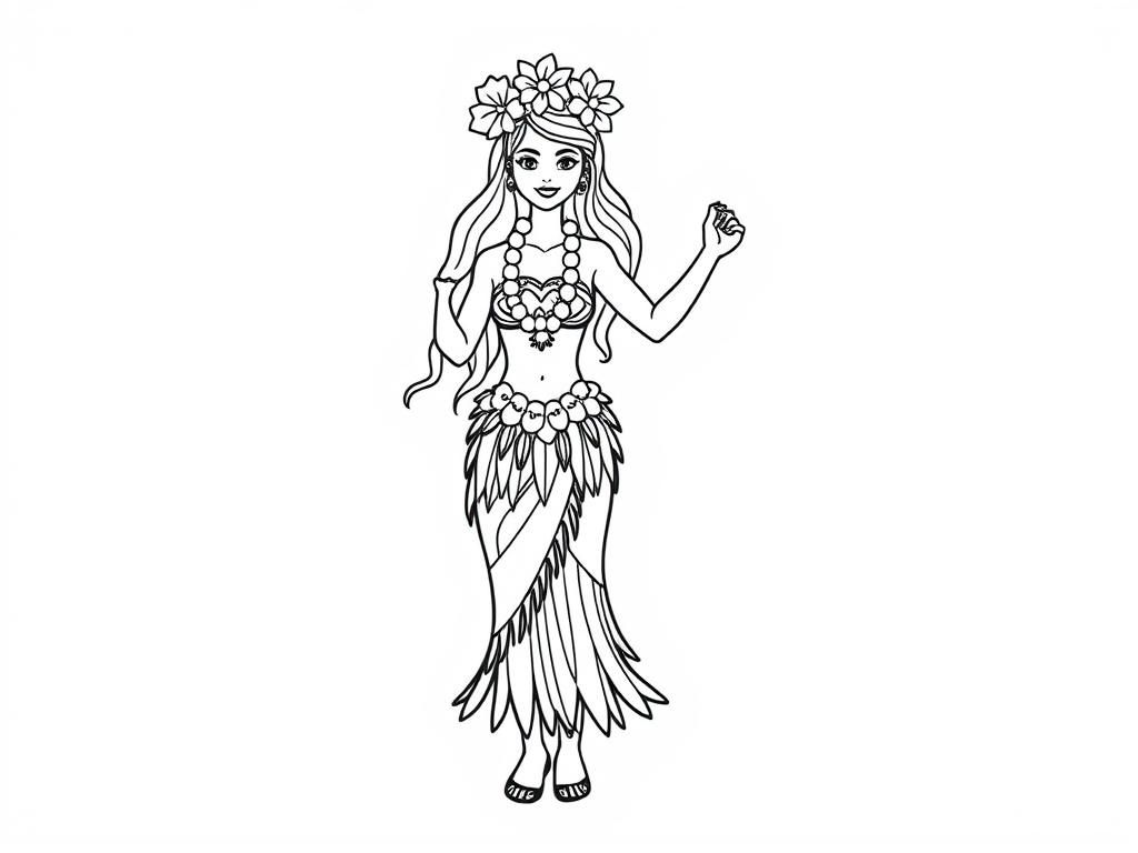 Hula Girl Coloring Page