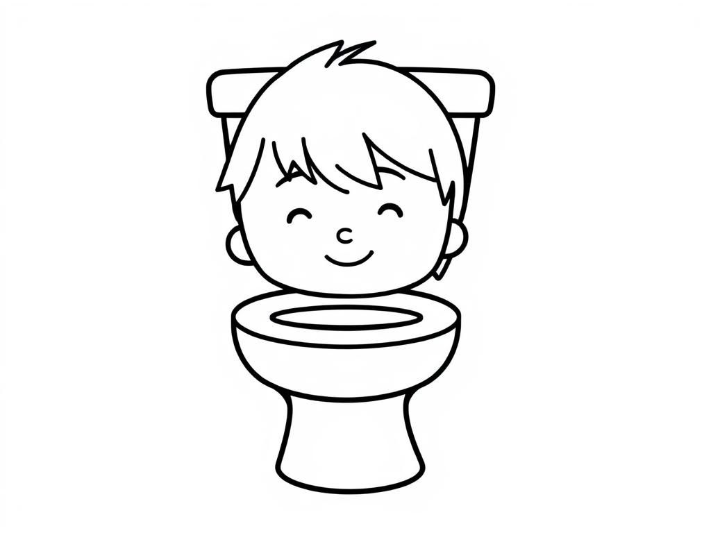 Boy in Toilet Coloring Page