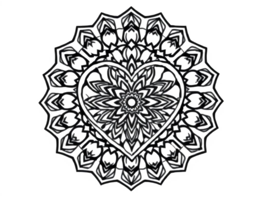 heart mandala - Free Printable Coloring Page