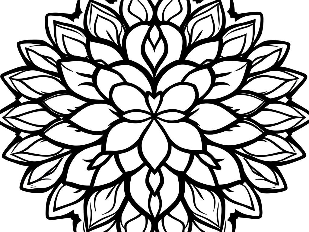 Heart mandala petals - Free Printable Coloring Page