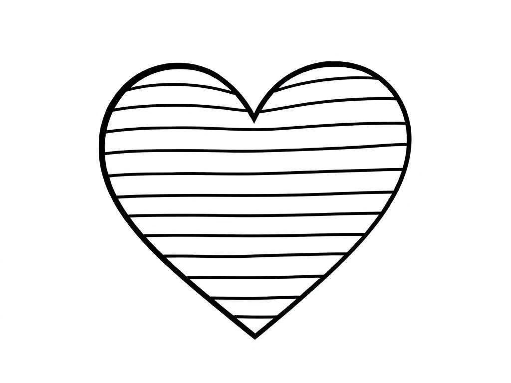Heart Coloring Page with Stripes