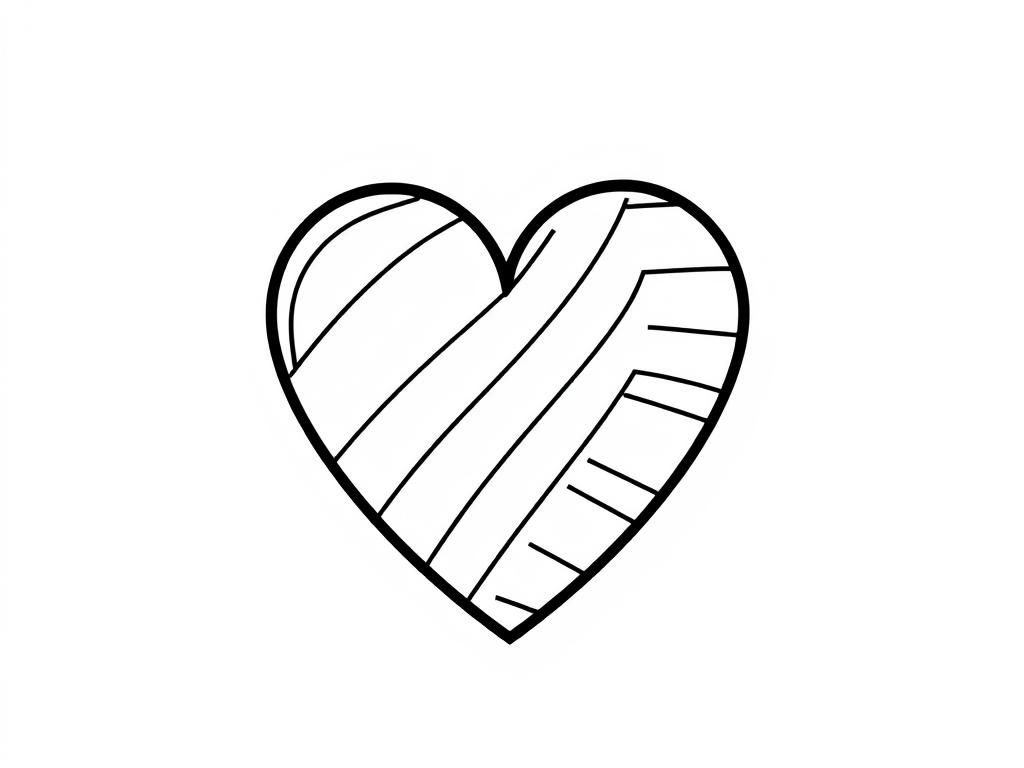 Heart Coloring Page with Wooden Texture
