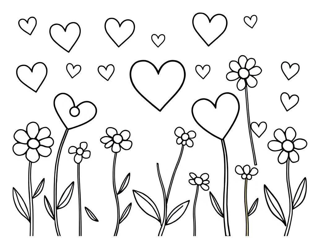 Preview of hearts and flowers with no stems