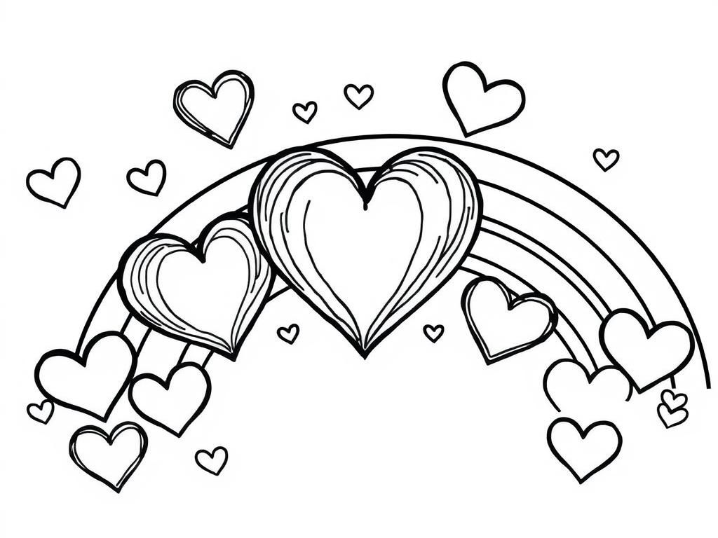 Preview of Hearts with rainbow