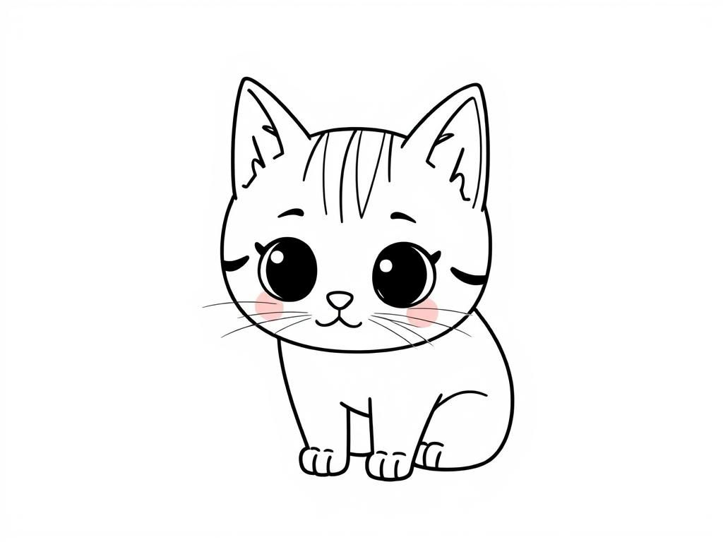 Cute Cat Coloring Page