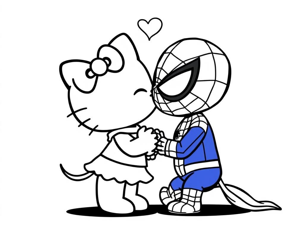 Preview of hello kitty and spiderman kissing