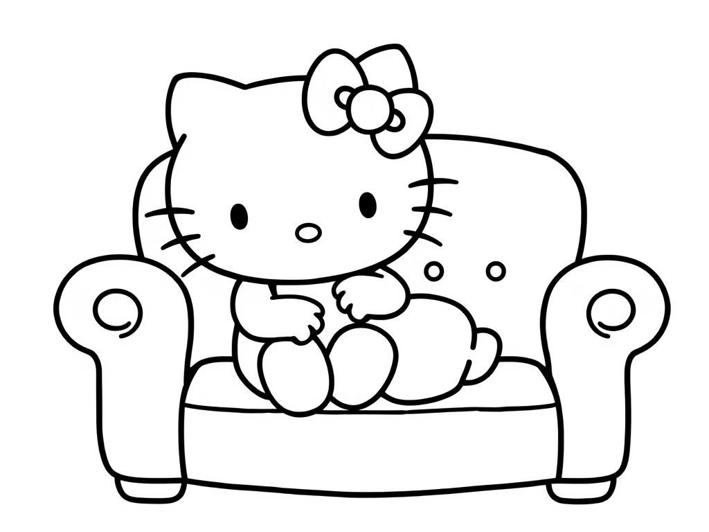 Preview of Hello kitty cuddling on the couch