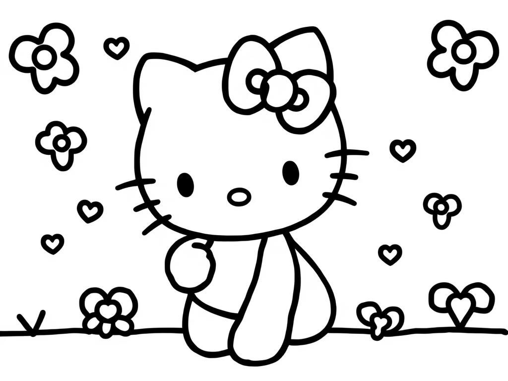 Preview of Hello Kitty in black and white only