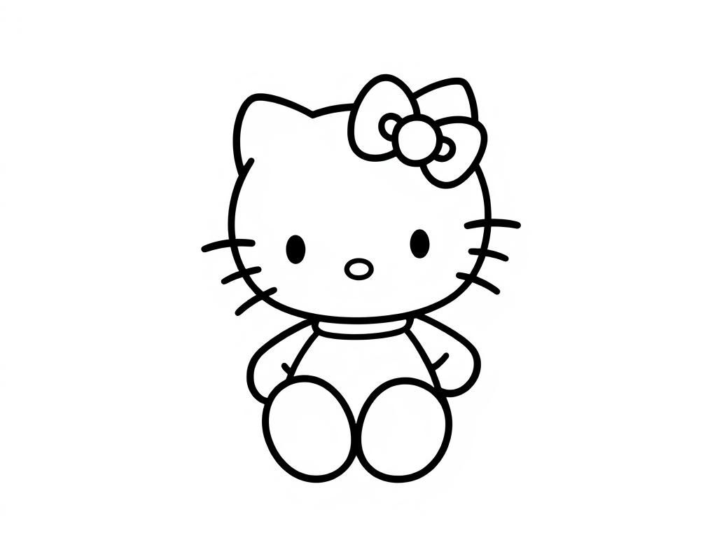 hello kitty on a letter m - Free Printable Coloring Page
