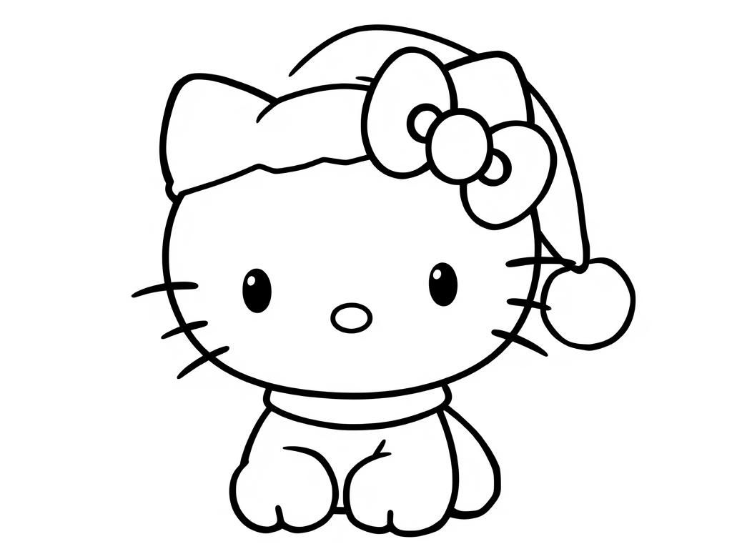 Hello Kitty Kerstman kleurplaat