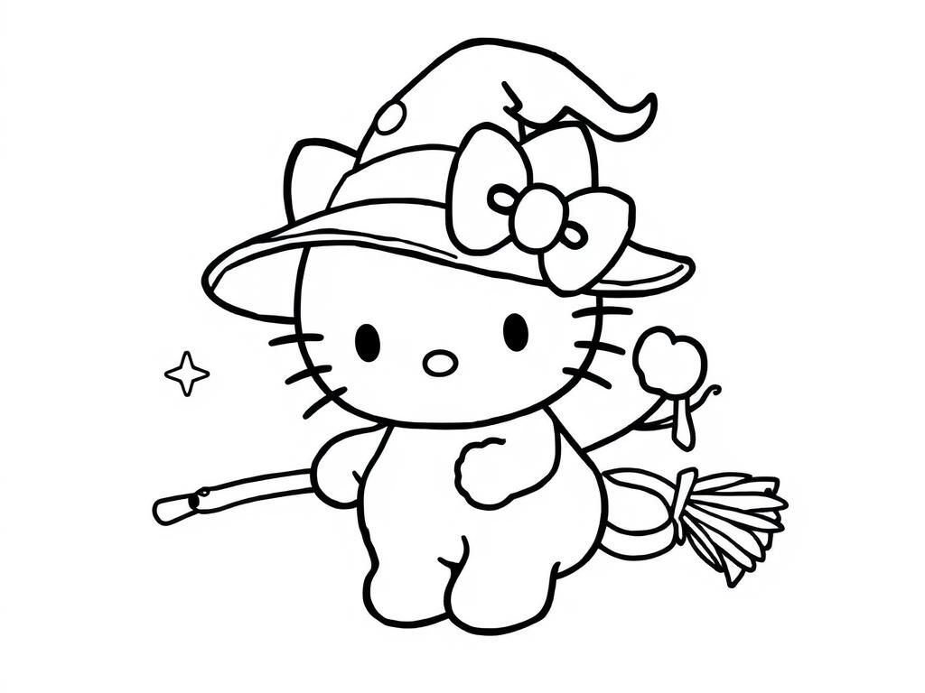 Hello Kitty Witch Coloring Page