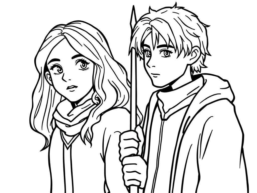 Fantasy Characters Coloring Page