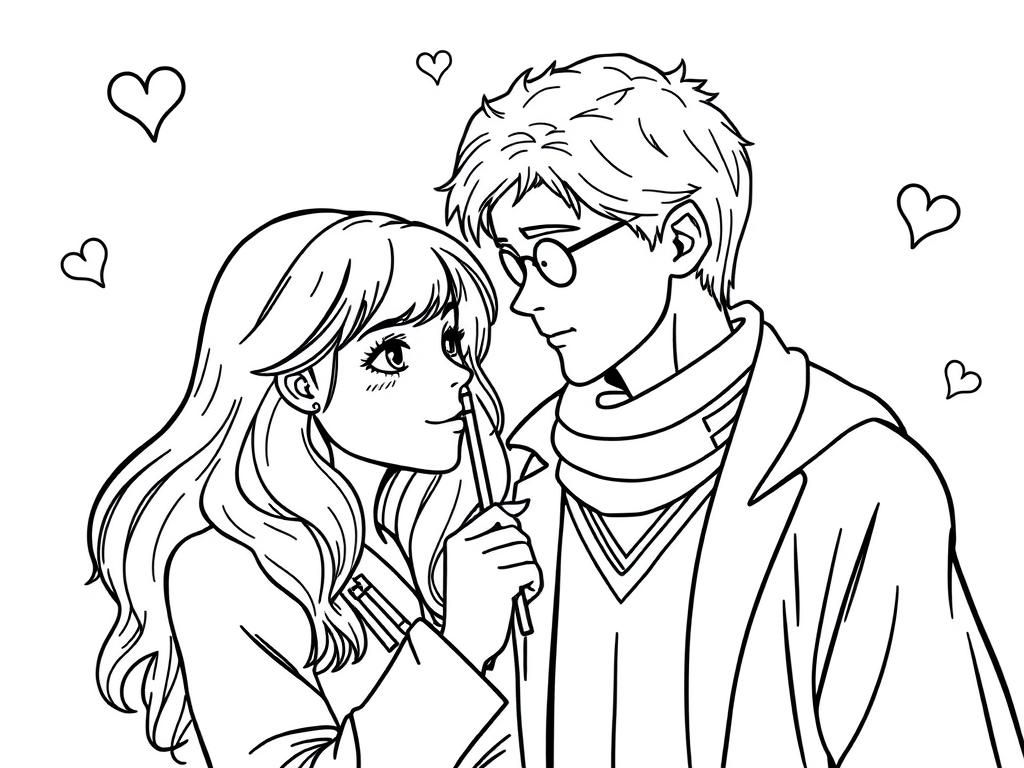 Harry Potter and Ginny Weasley Coloring Page