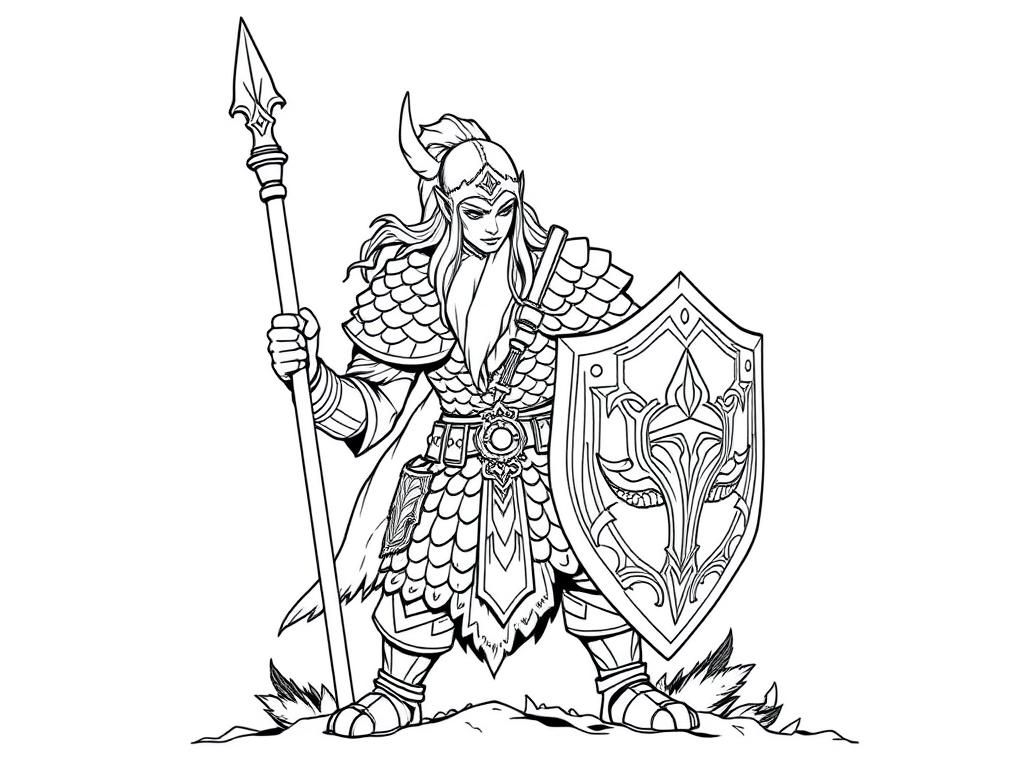 Female Warrior Coloring Page