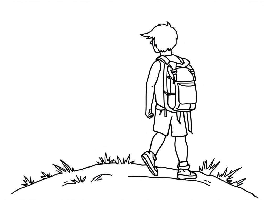 Boy with Backpack Coloring Page