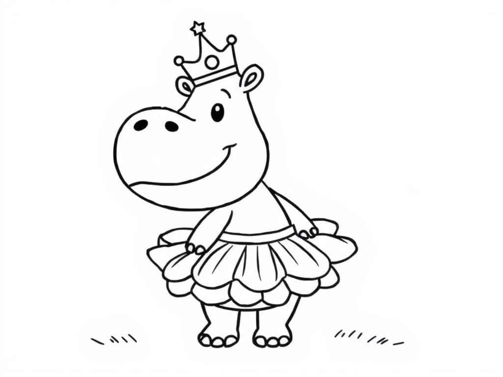 Hippo Princess Coloring Page
