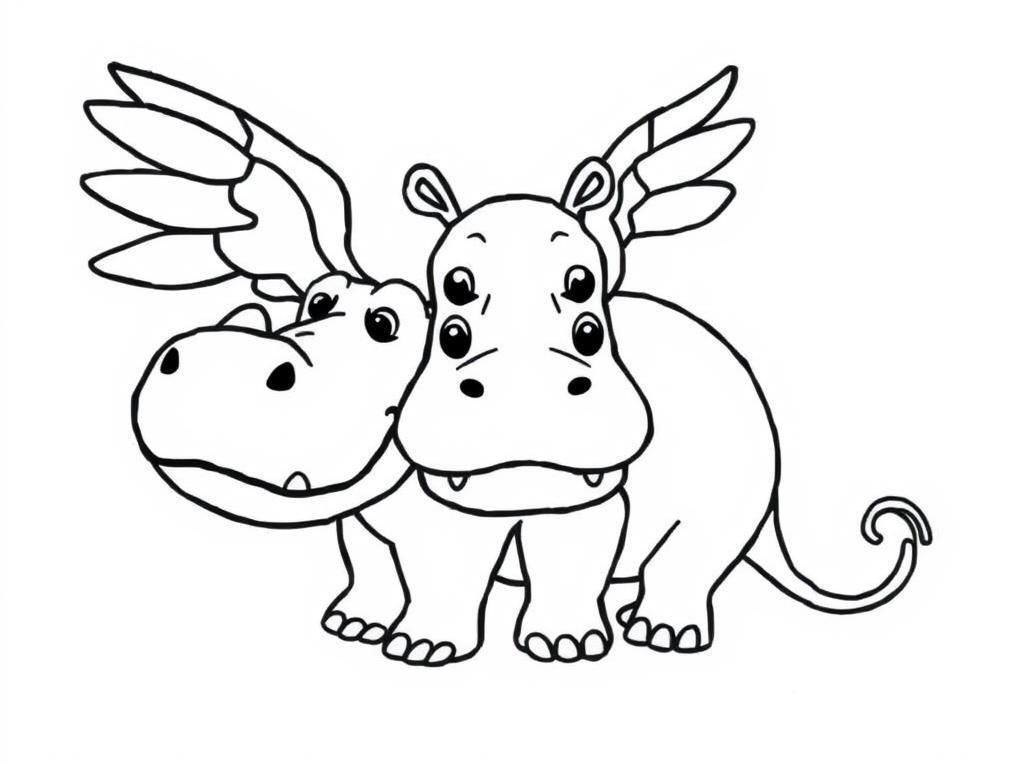 Hippopotamus with wings and octopus tentacles