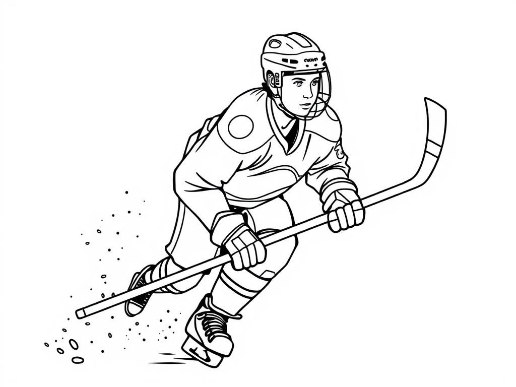 Hockey Player Action Coloring Page