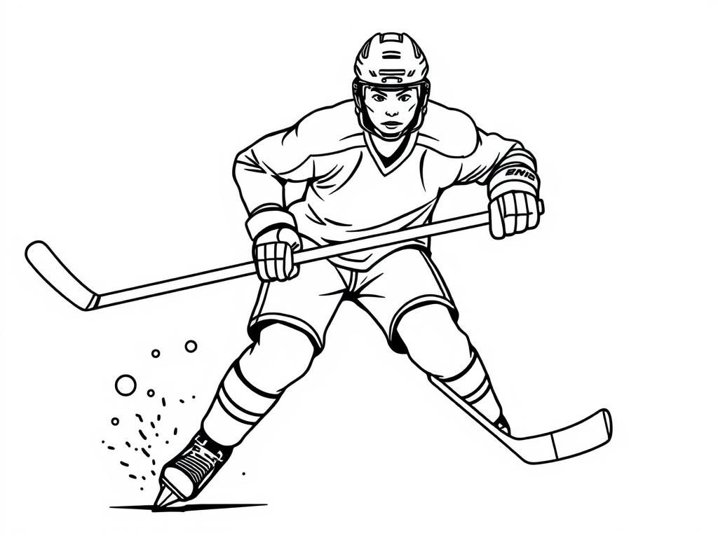 Preview of Hockey player taking a slap shot colouring page