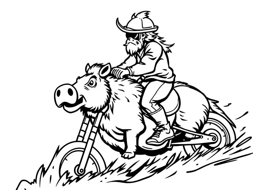 Viking Boar Rider Coloring Page