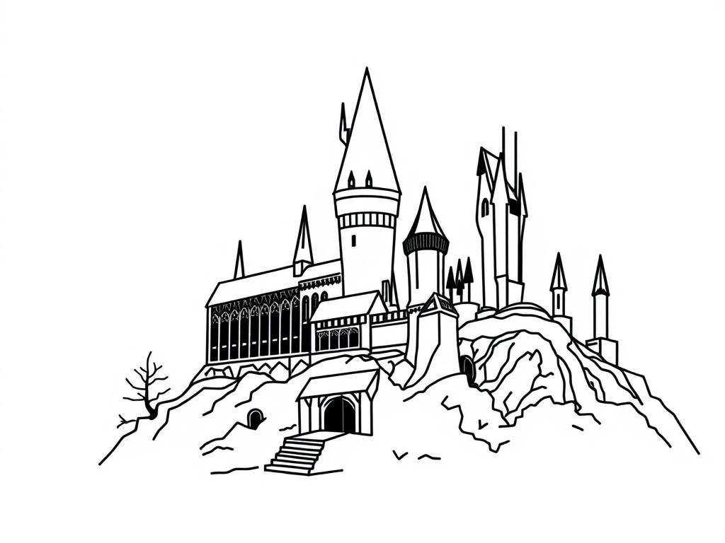 Coloring Page of Hogwarts Castle