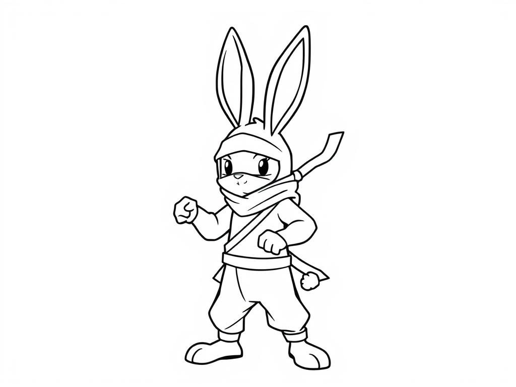 hop bunny dressed as grown up tall ninja