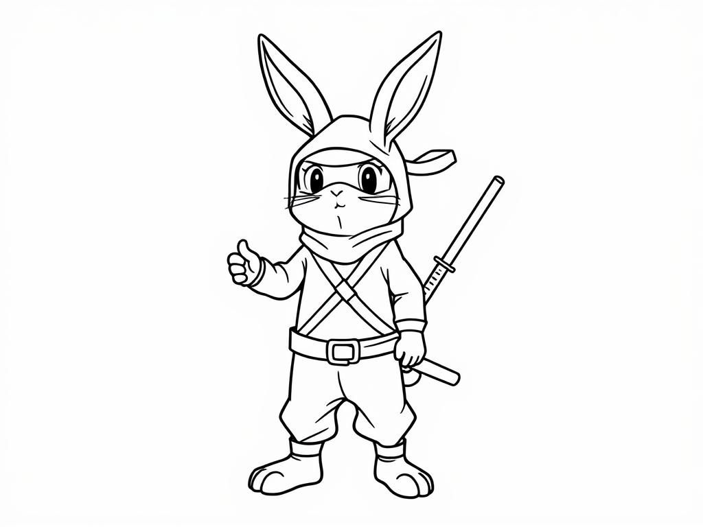 hop bunny dressed as grown up tall ninja