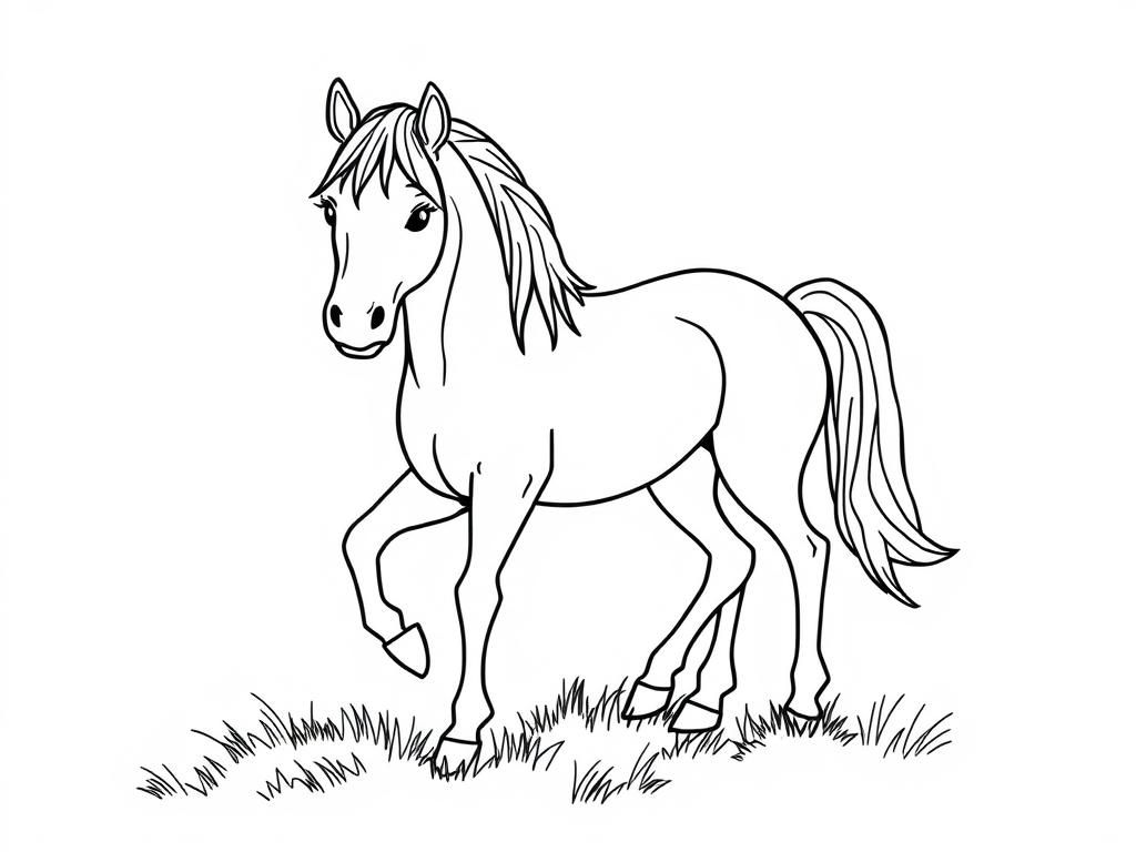 Coloring Page of a Beautiful Horse