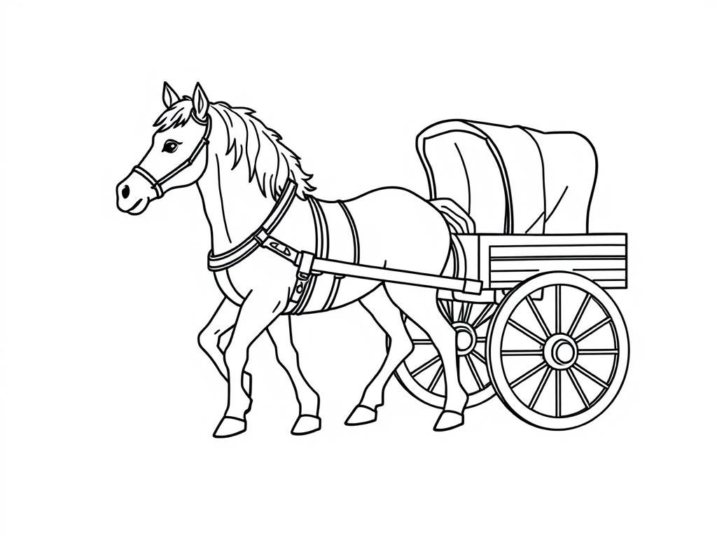Horse and Carriage Coloring Page