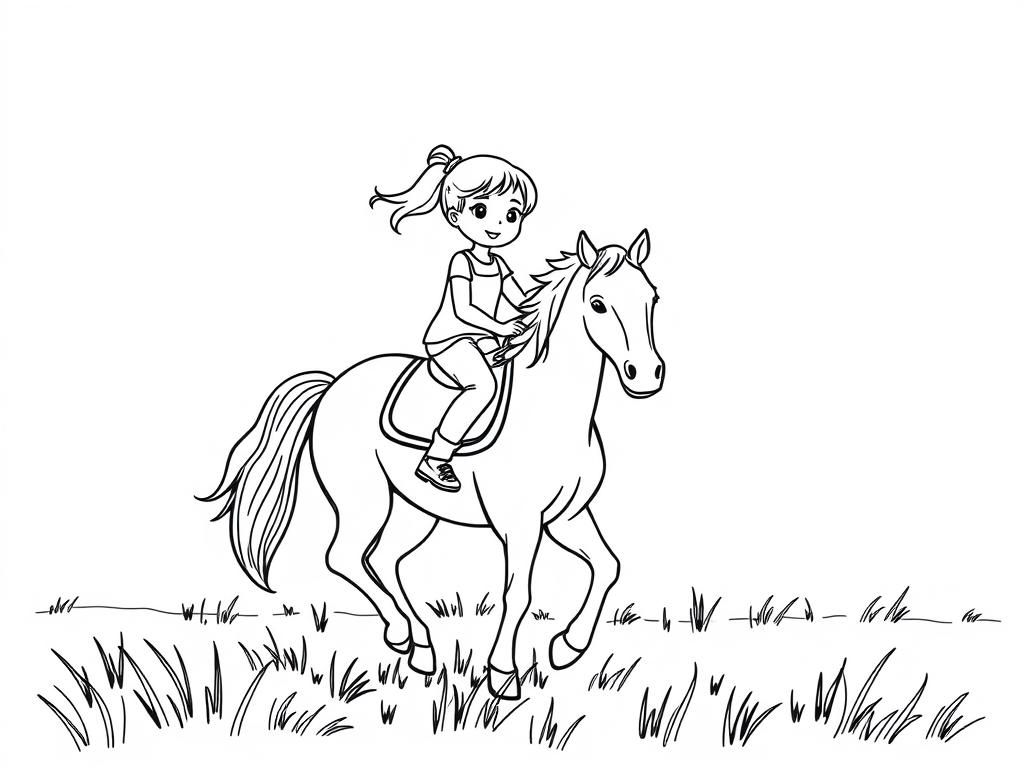 Preview of horse with girl riding in a field