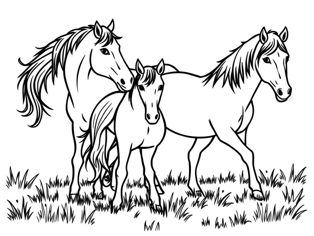 Horses Coloring Page