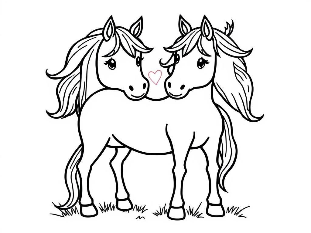 Horses Coloring Page