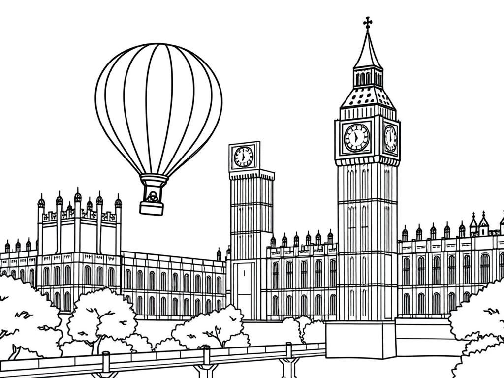 Hot air balloon around Big Ben