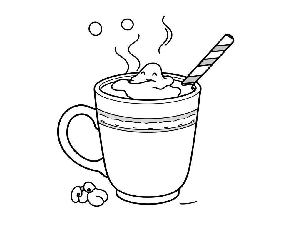 Kleurplaat van warme chocolademelk